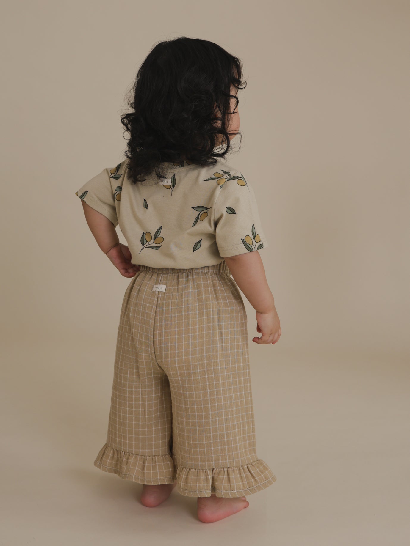 Organic Zoo Grid Check Wheat Frill Culottes Organic Zoo
