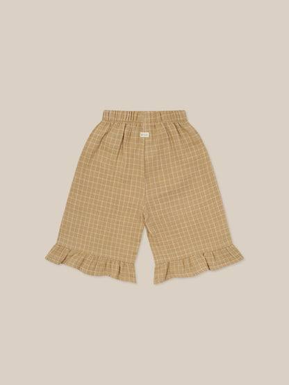 Organic Zoo Grid Check Wheat Frill Culottes Organic Zoo