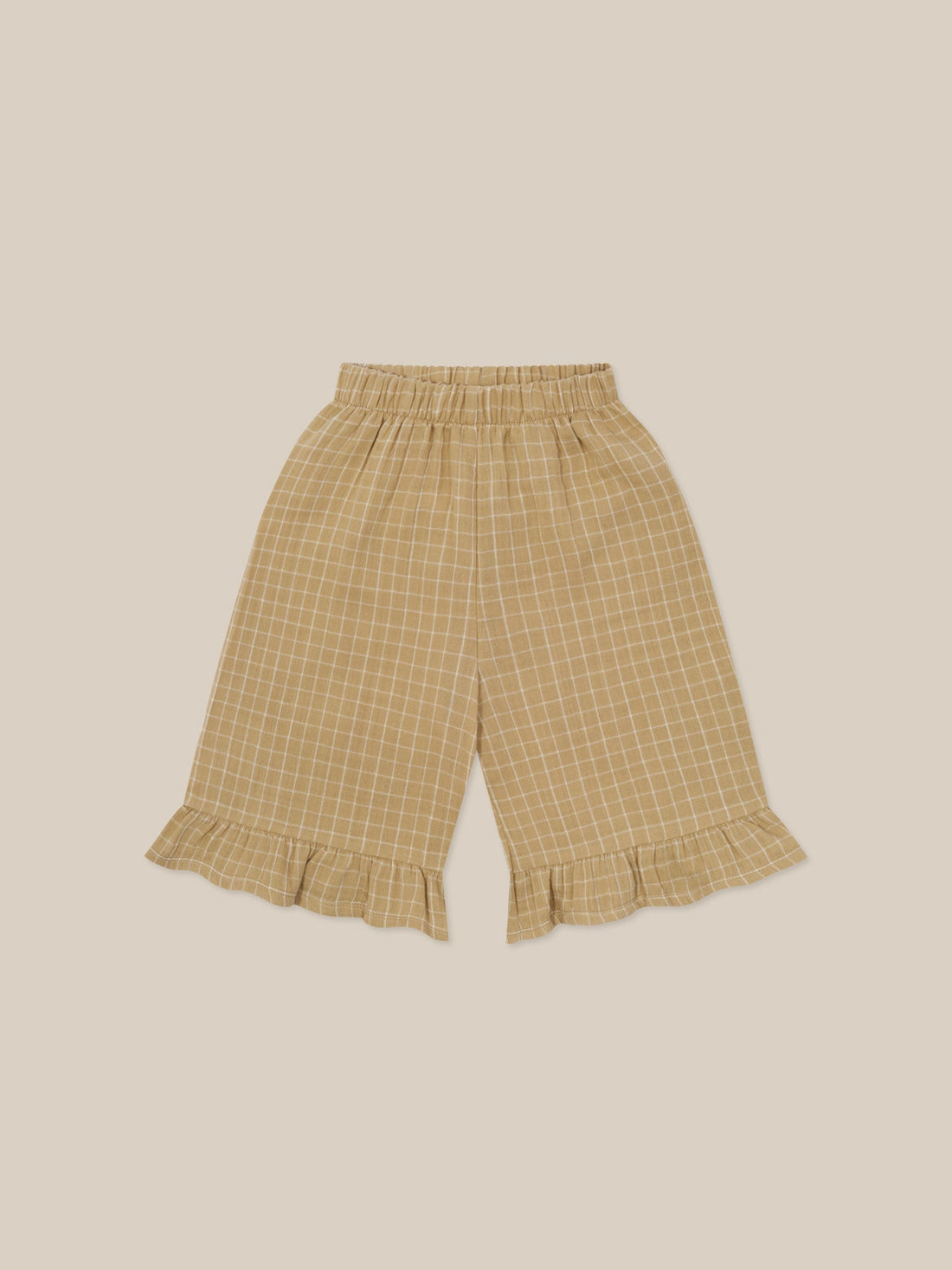 Organic Zoo Grid Check Wheat Frill Culottes Organic Zoo