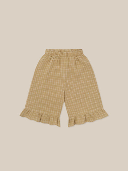 Organic Zoo Grid Check Wheat Frill Culottes Organic Zoo