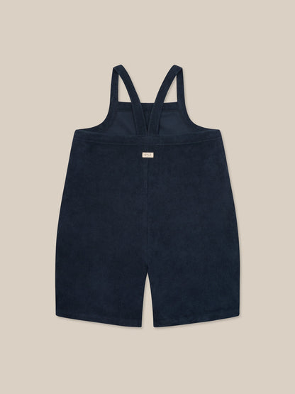 Organic Zoo Navy Terry Cropped Dungarees Organic Zoo