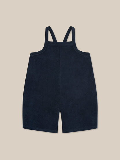 Organic Zoo Navy Terry Cropped Dungarees Organic Zoo