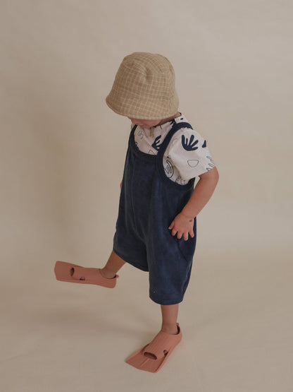 Organic Zoo Navy Terry Cropped Dungarees Organic Zoo