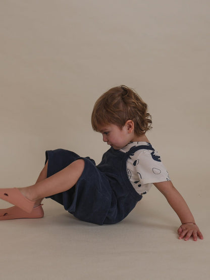 Organic Zoo Navy Terry Cropped Dungarees Organic Zoo