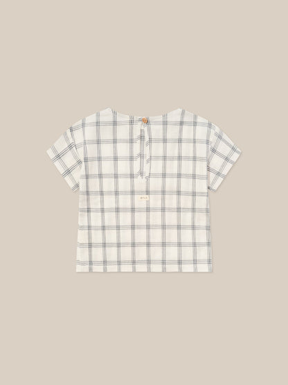 Organic Zoo Navy Window Check Boxy T-Shirt Organic Zoo