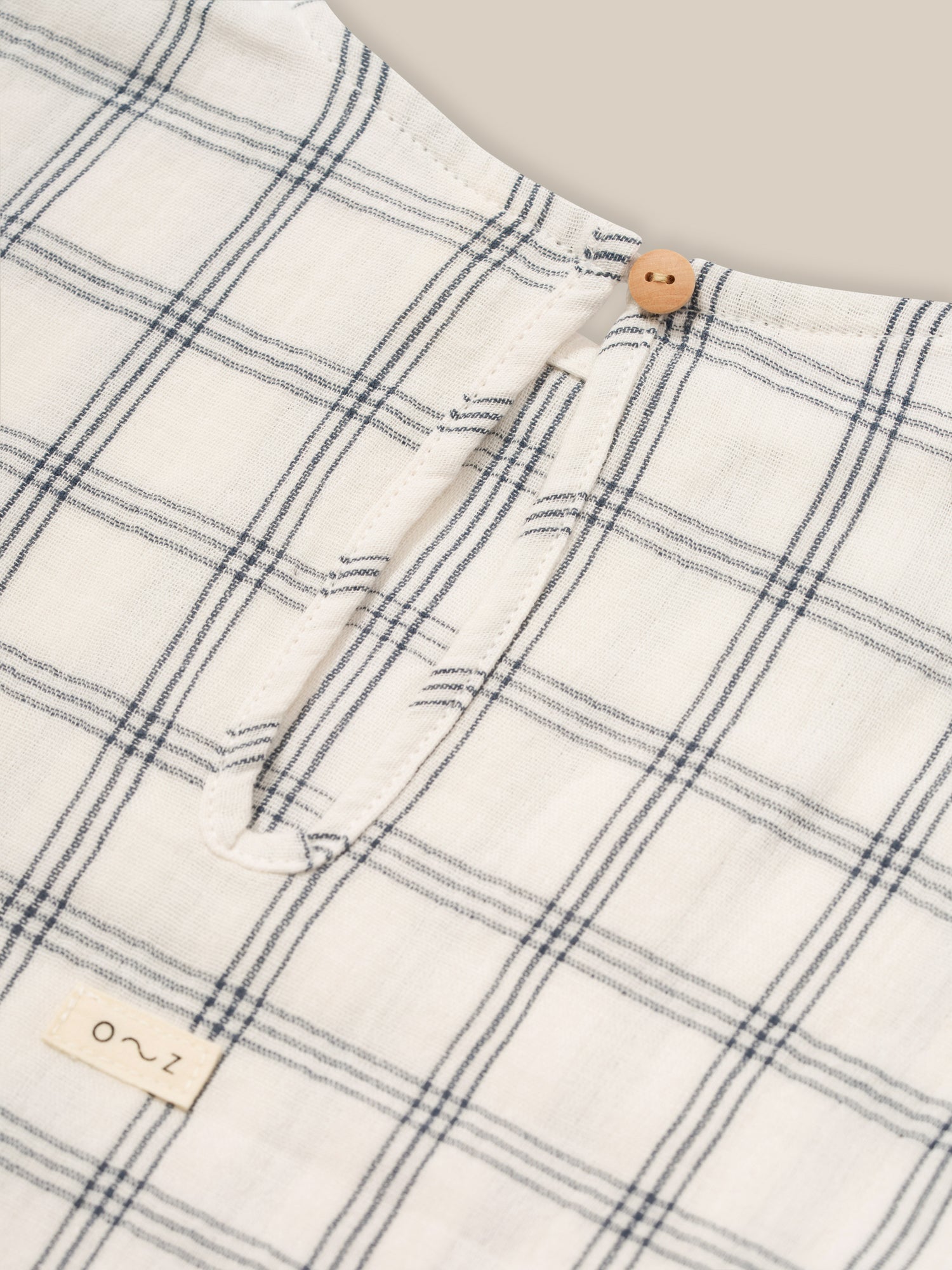 Organic Zoo Navy Window Check Boxy T-Shirt Organic Zoo