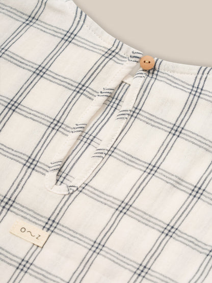 Organic Zoo Navy Window Check Boxy T-Shirt Organic Zoo