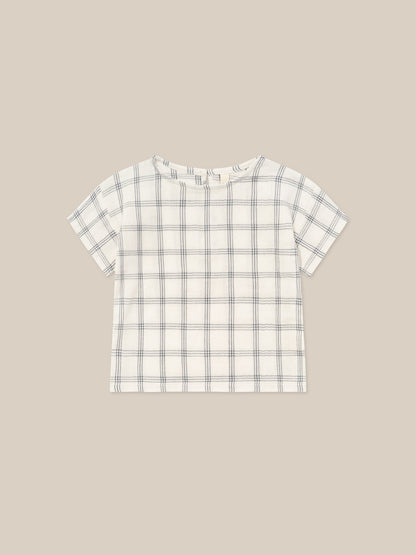 Organic Zoo Navy Window Check Boxy T-Shirt Organic Zoo