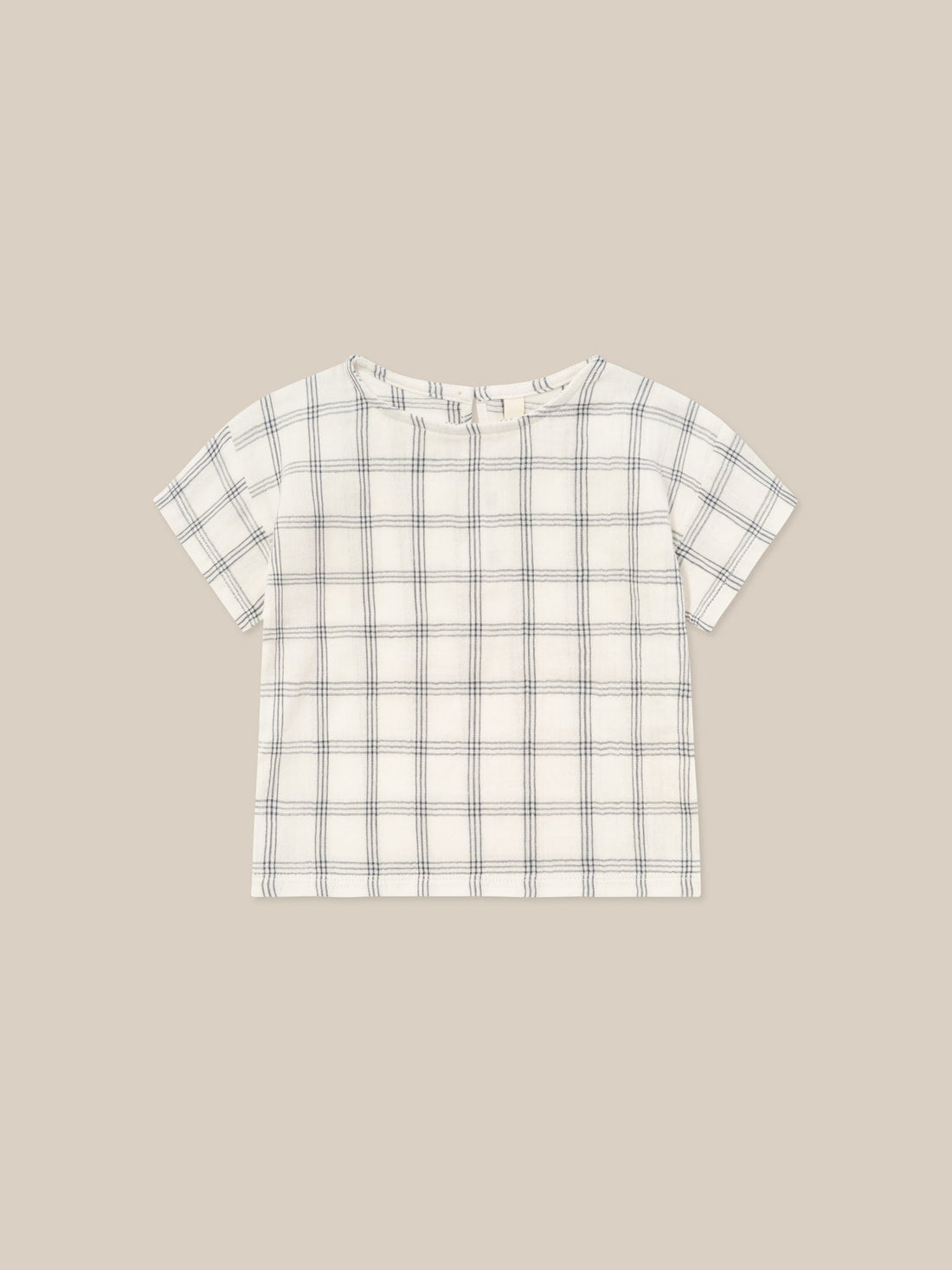 Organic Zoo Navy Window Check Boxy T-Shirt Organic Zoo