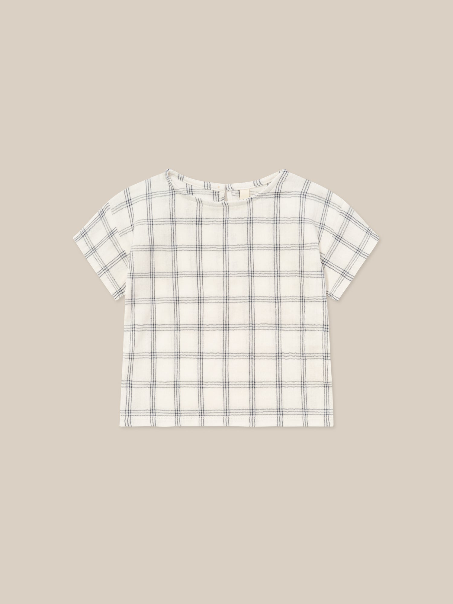 Organic Zoo Navy Window Check Boxy T-Shirt Organic Zoo