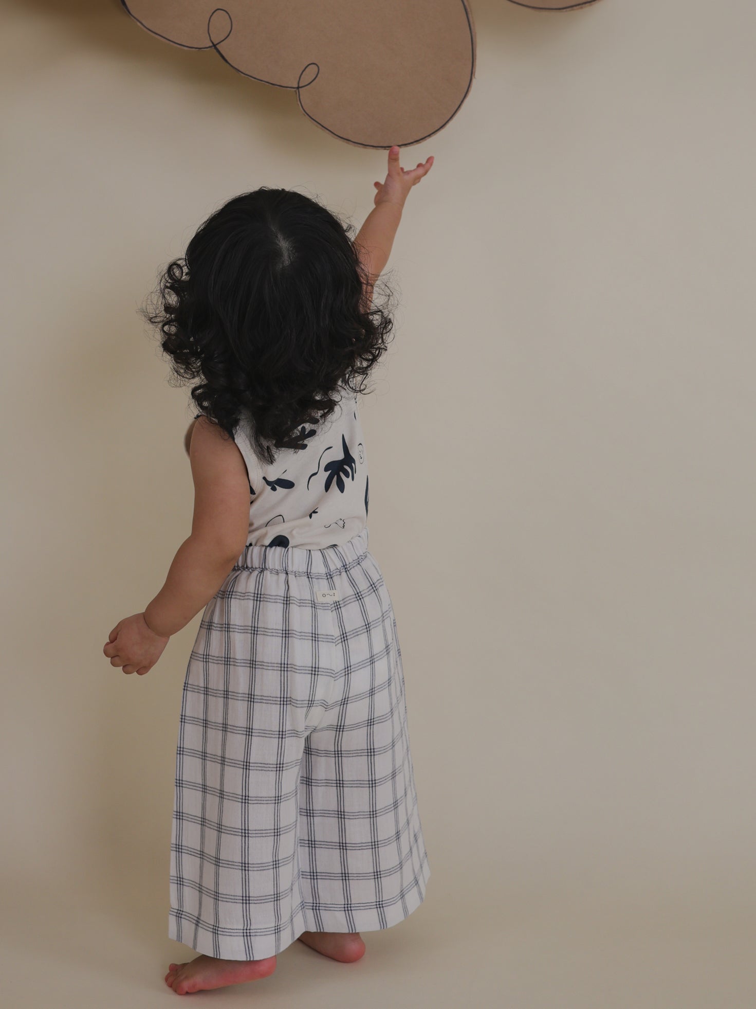 Organic Zoo Navy Window Check Wide Leg Pants Organic Zoo