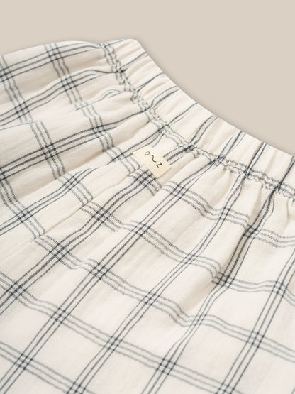 Organic Zoo Navy Window Check Wide Leg Pants Organic Zoo