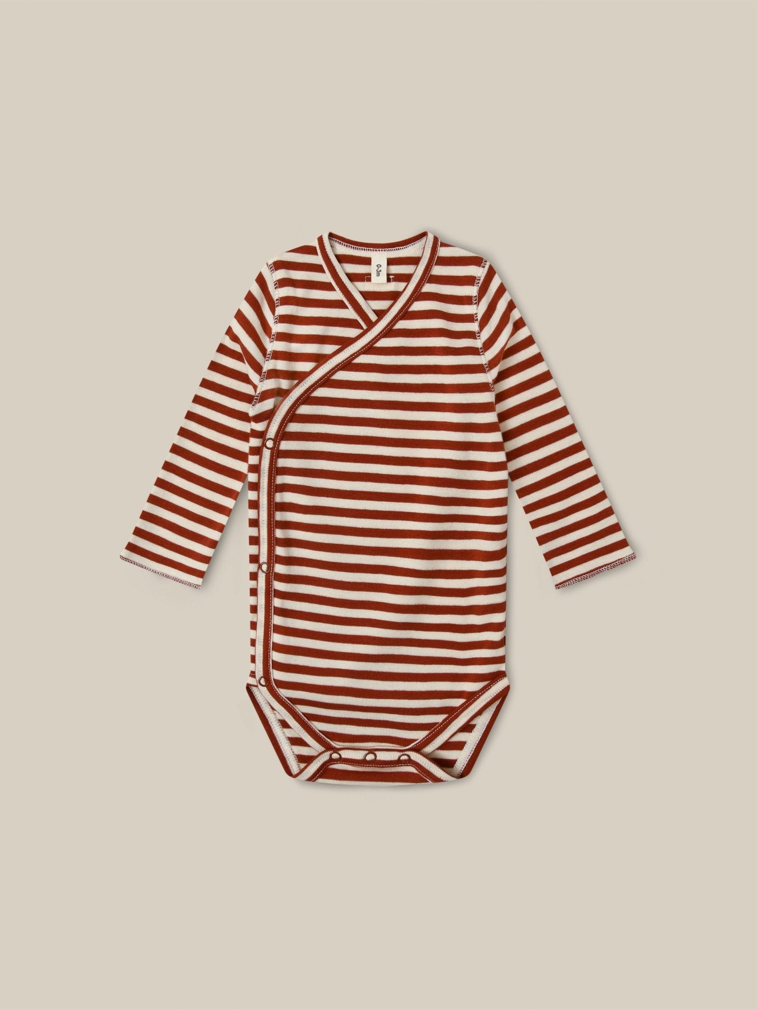 Organic Zoo Paprika Stripes Wrap Bodysuit Organic Zoo