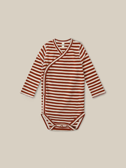 Organic Zoo Paprika Stripes Wrap Bodysuit Organic Zoo