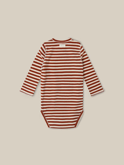 Organic Zoo Paprika Stripes Wrap Bodysuit Organic Zoo