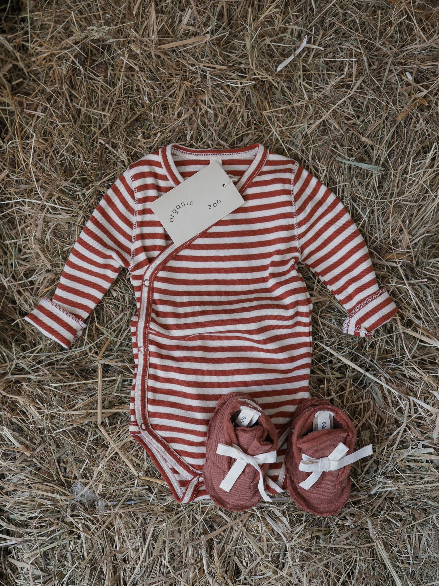 Organic Zoo Paprika Stripes Wrap Bodysuit Organic Zoo