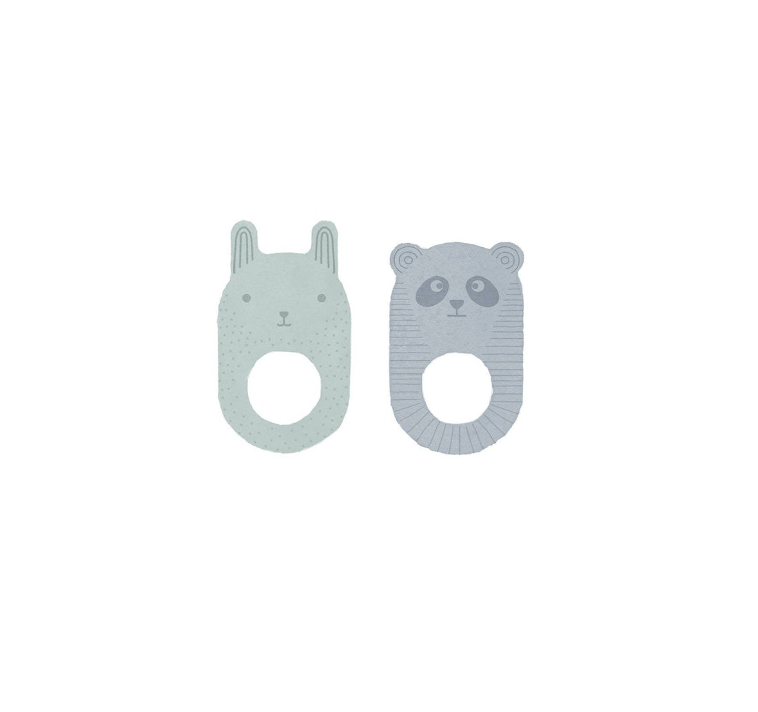OYOY LIVING DESIGN - Ninka &amp; Ling Ling Baby Teether - Pack of 2 - Pale Mint / Dus OYOY LIVING DESIGN