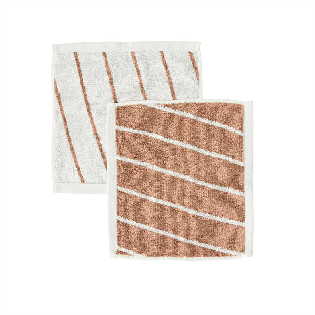 OYOY LIVING DESIGN - Raita Wash Cloth - Pack of 2 - Cloud / Caramel OYOY LIVING DESIGN