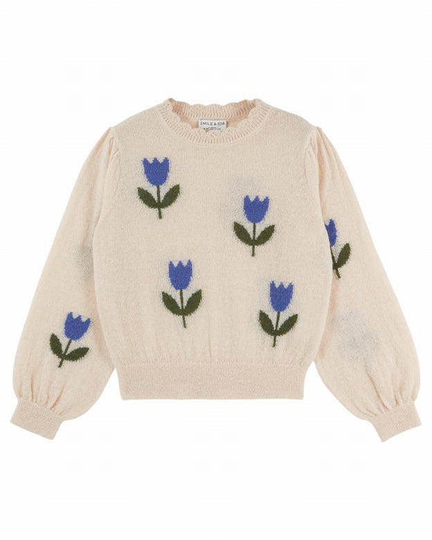 Emile et Ida Blue Tulip Intarsia Women&