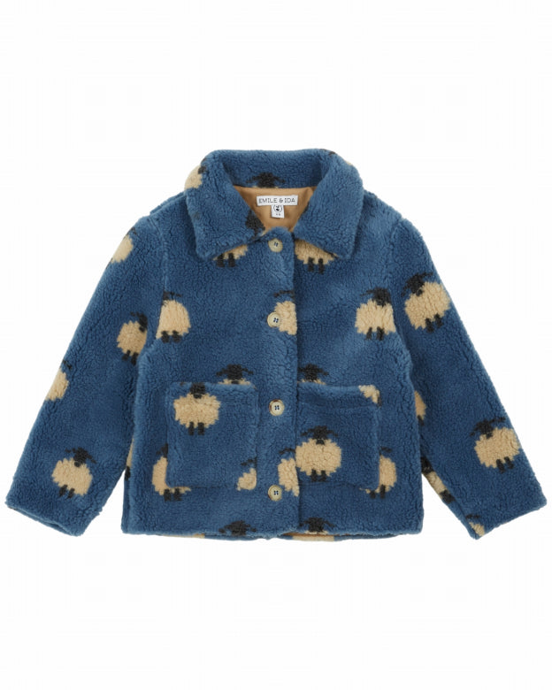 Coming Soon-Emile et Ida Moutons Teddy Fleece Jacket - Blue