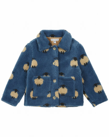 Coming Soon-Emile et Ida Moutons Teddy Fleece Jacket - Blue