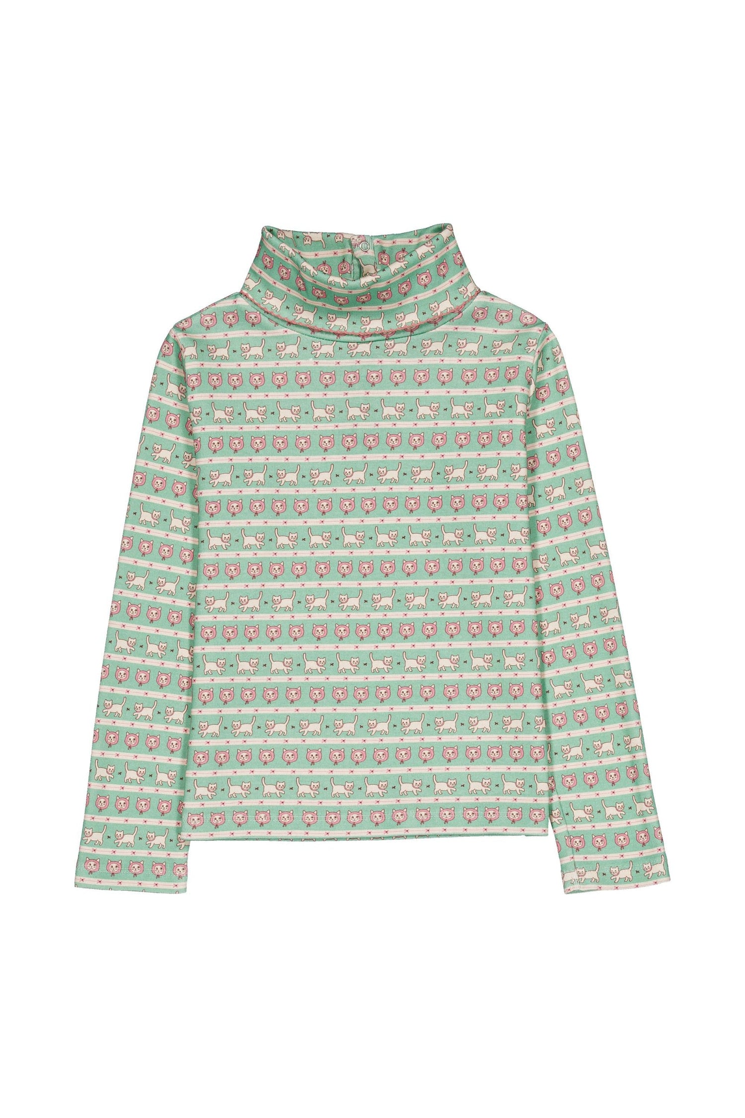 Hello Simone Twiggy Turtleneck Top in Kitty Aqua - front
