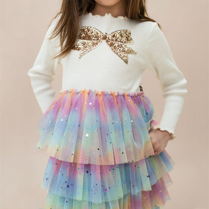 Petite Hailey Bow Layered Tutu Dress Petite Hailey