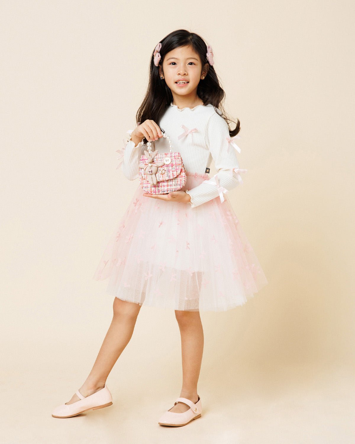 Petite Hailey Bow Ribbon Tutu Dress - Pink Petite Hailey