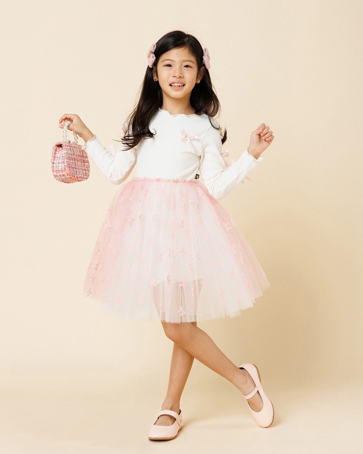 Petite Hailey Bow Ribbon Tutu Dress - Pink Petite Hailey