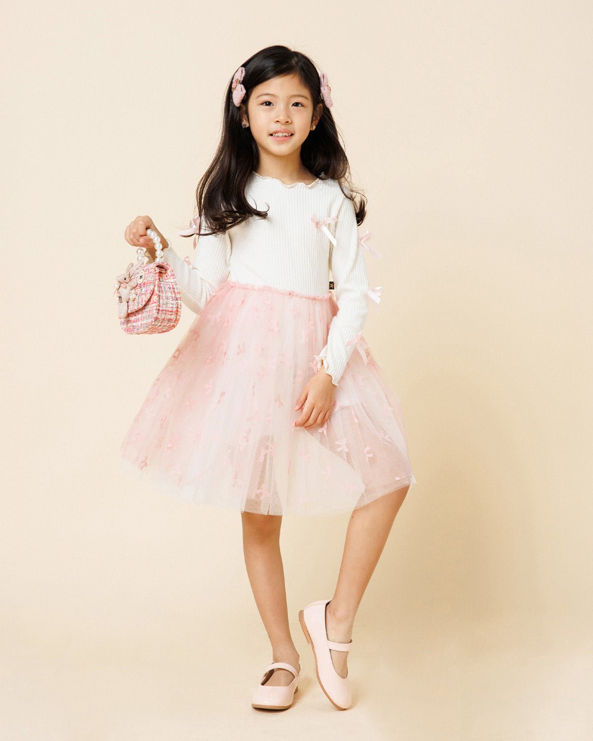Petite Hailey Bow Ribbon Tutu Dress - Pink Petite Hailey