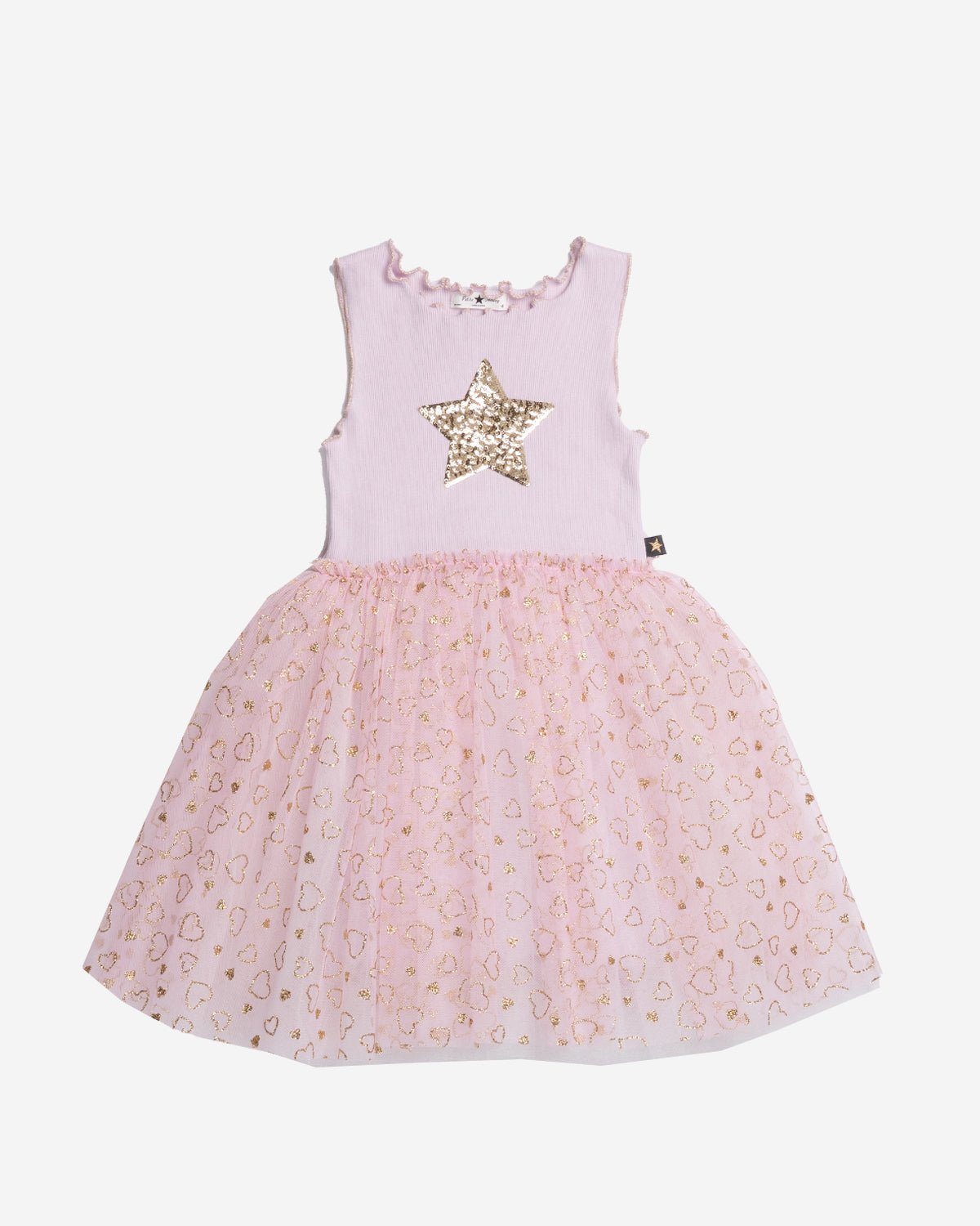 Petite Hailey Elodie Pink Tutu Dress with Gold Star Petite Hailey