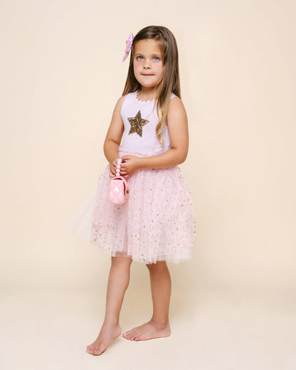 Petite Hailey Elodie Pink Tutu Dress with Gold Star Petite Hailey