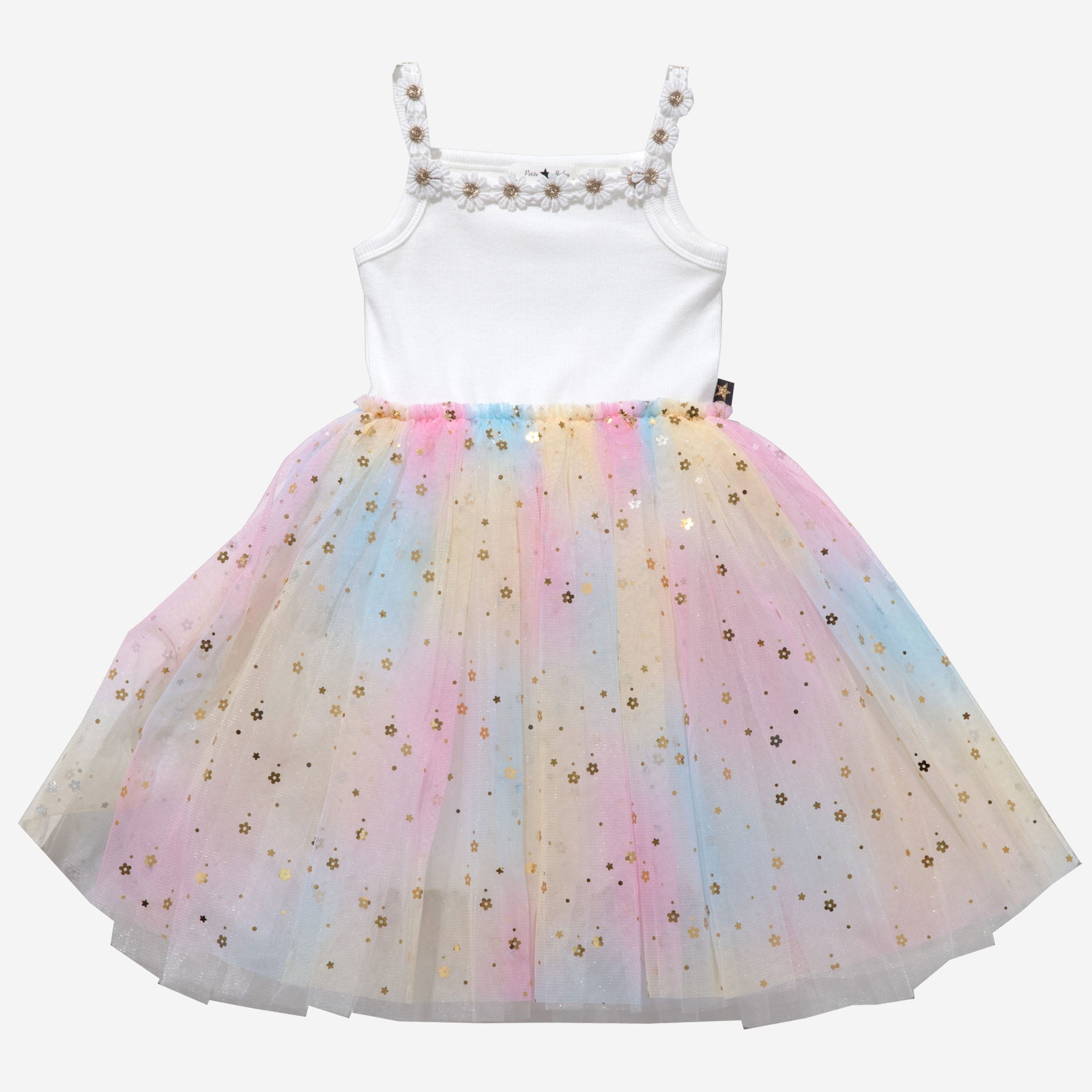 Petite Hailey Flower Lace Tutu Dress - White Petite Hailey