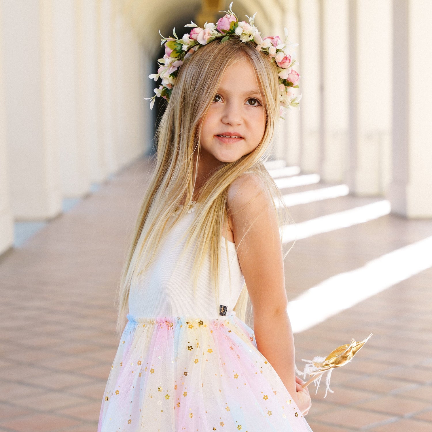 Petite Hailey Flower Lace Tutu Dress - White Petite Hailey