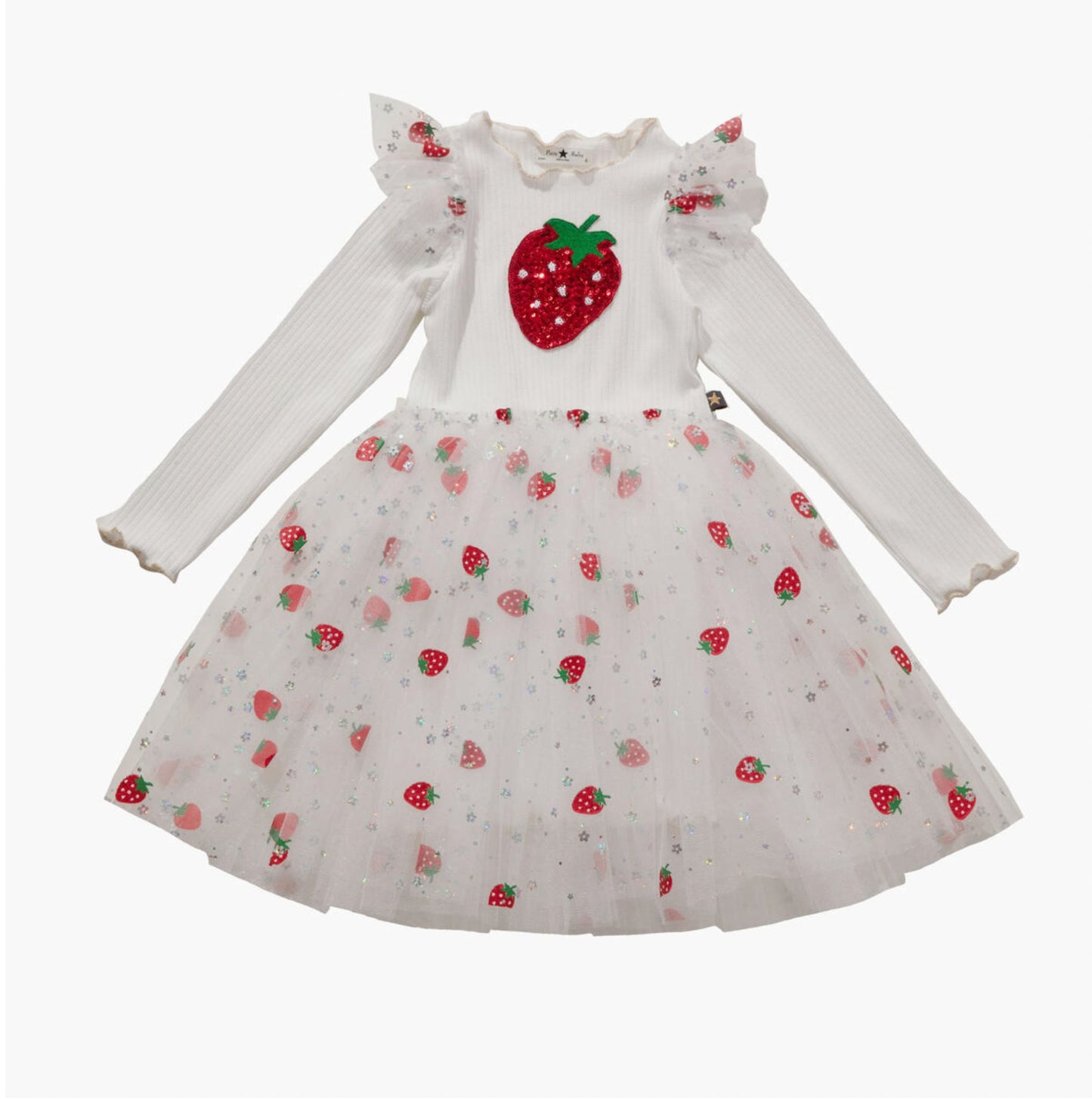 Petite Hailey Gia Frill Strawberry Tutu Dress - White Petite Hailey - enjoykidsus