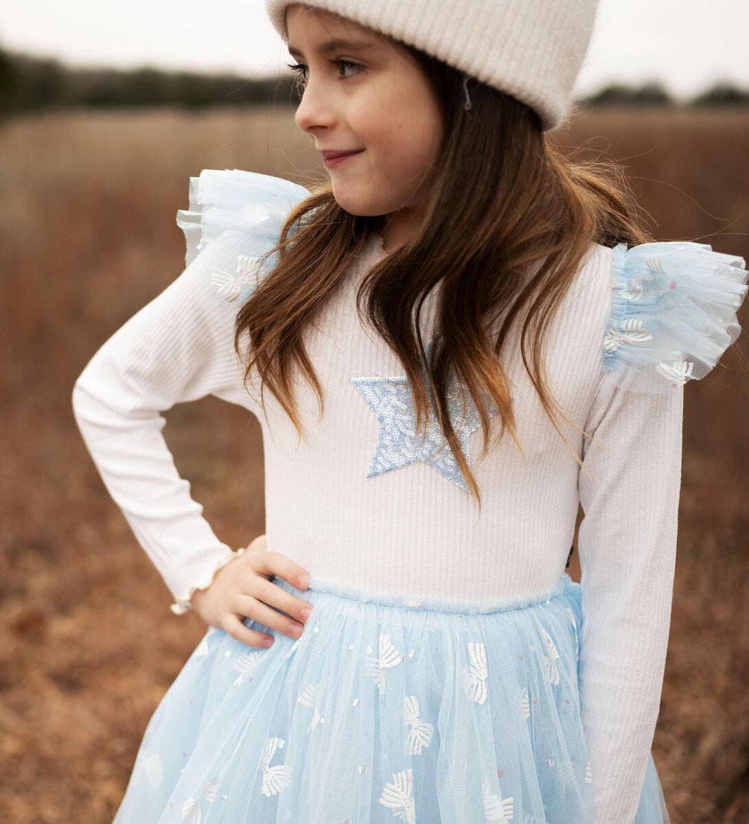 Petite Hailey - Gia Frill Tutu Dress: Sky Blue Petite Hailey