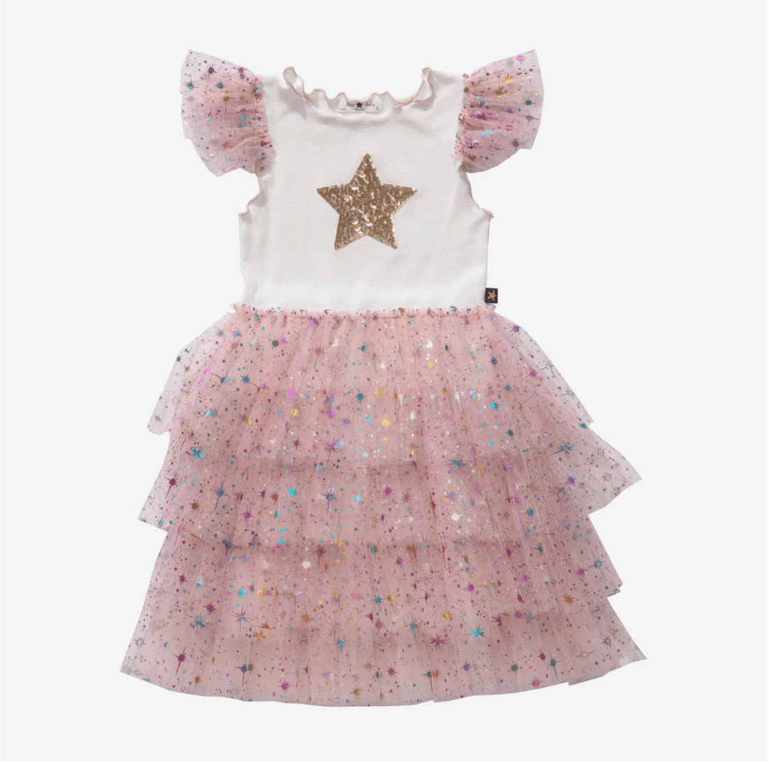 Petite Hailey - Leah Layered Tutu Dress: Star Peach Petite Hailey