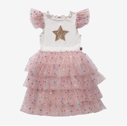 Petite Hailey - Leah Layered Tutu Dress: Star Peach Petite Hailey