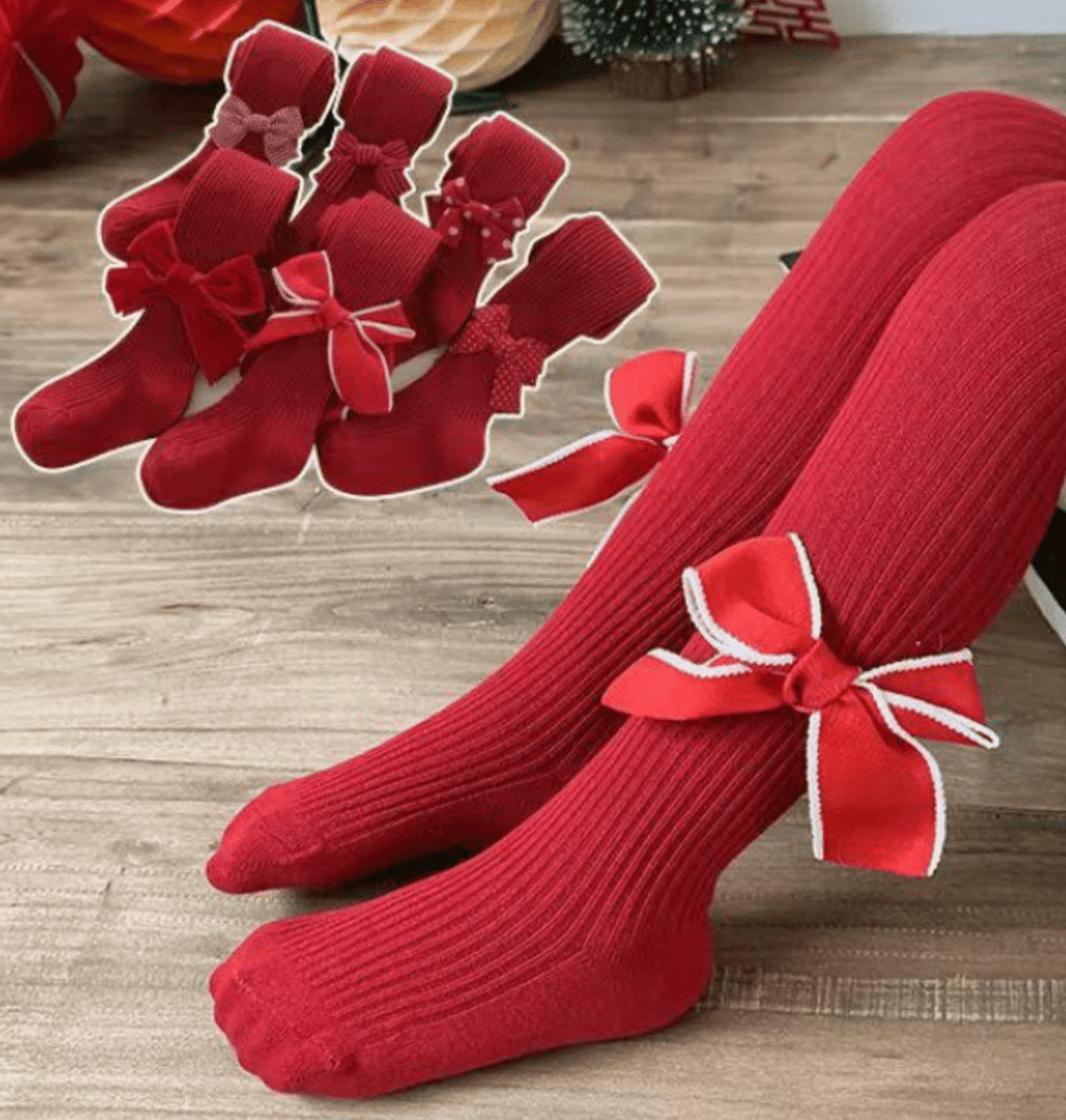 Petite Hailey redbow tights - Velvet Petite Hailey