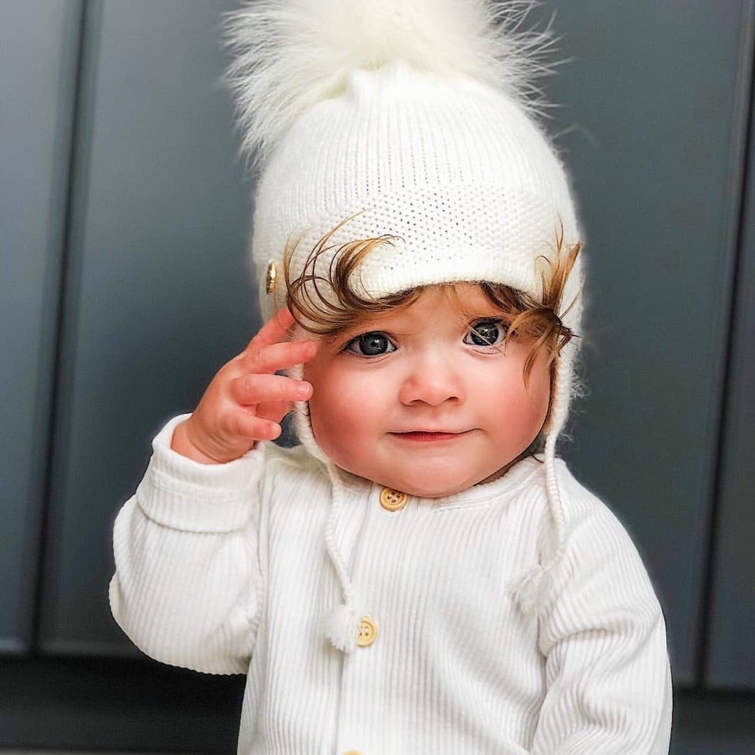 Petite Maison Kids – Ivory Cashmere Aviator Hat Petite Maison Kids