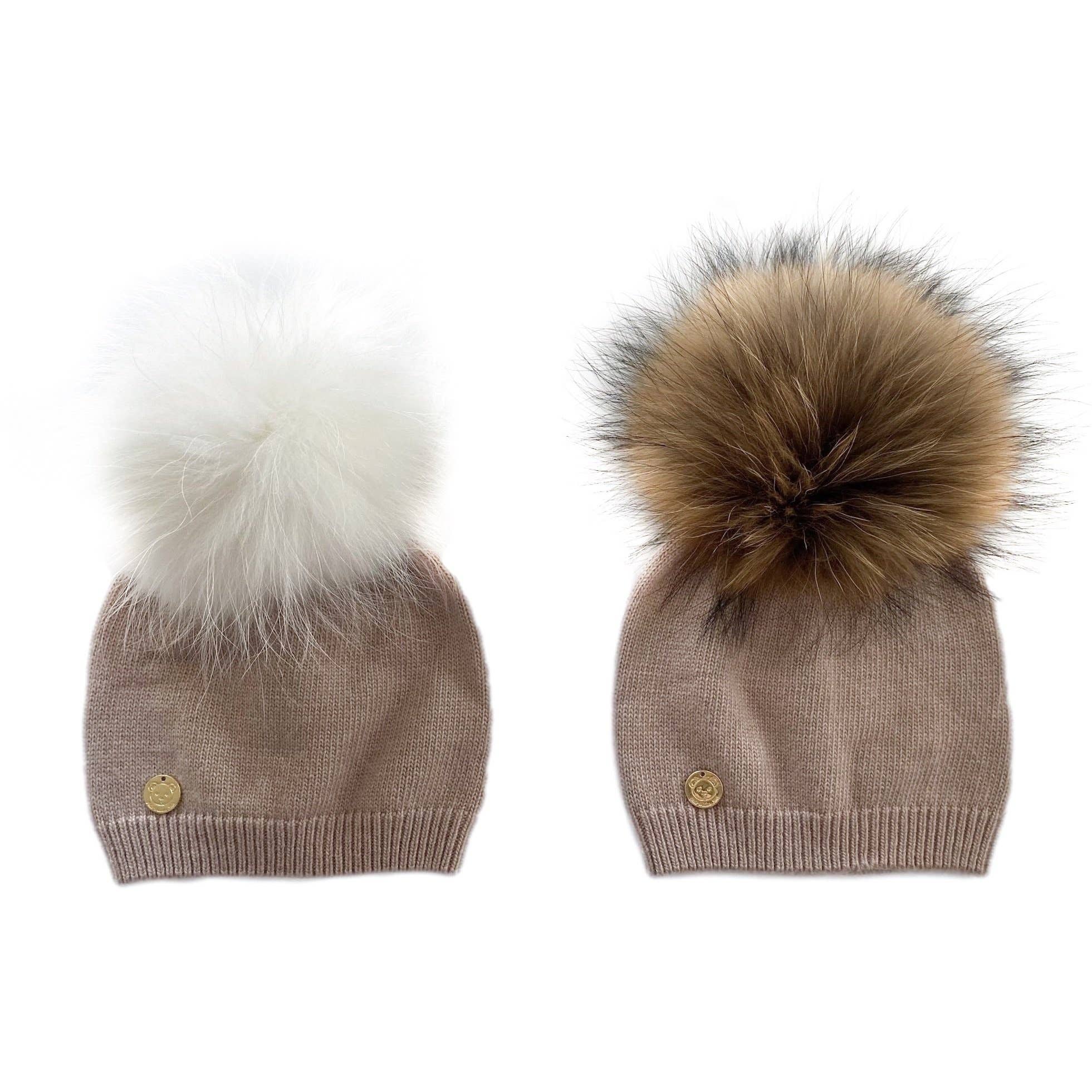 Petite Maison Kids Sasha Angora Single Pom Beanie Hat – Natural Pom Petite Maison Kids