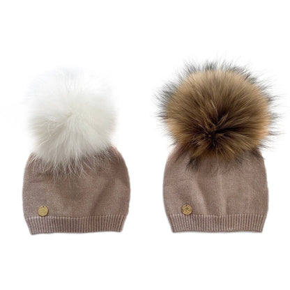 Petite Maison Kids Sasha Angora Single Pom Beanie Hat – Natural Pom Petite Maison Kids