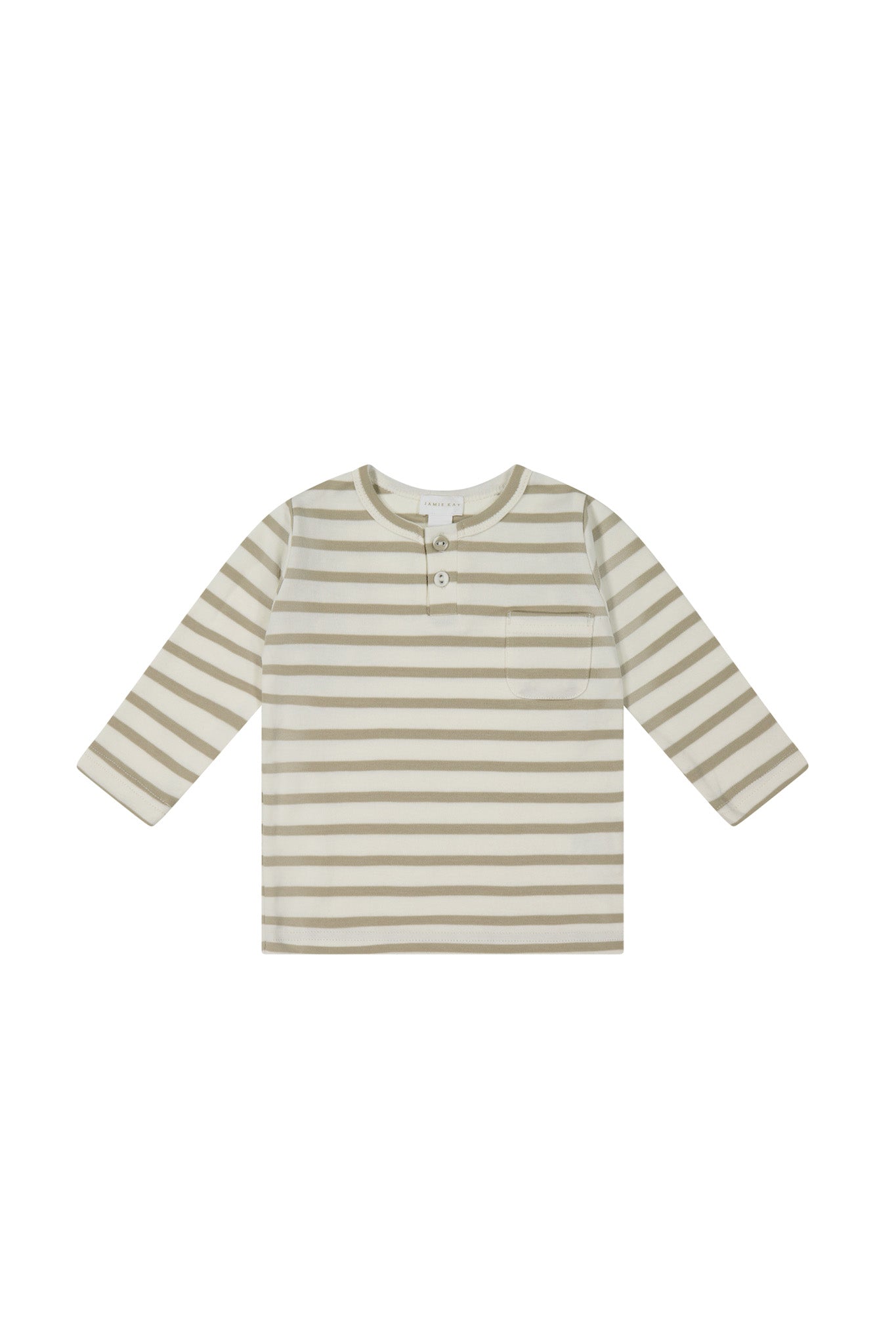 Pima Cotton Diego Long Sleeve Top - Cloud/Cashew Stripe Jamie Kay - enjoykidsus