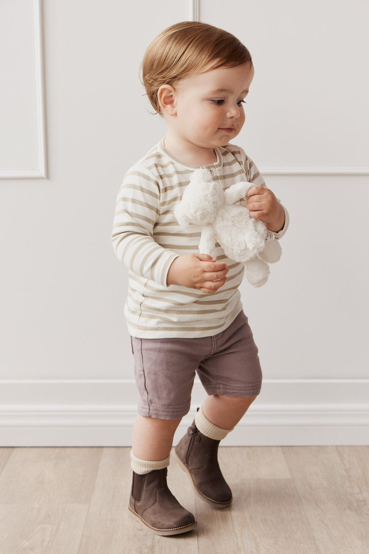 Pima Cotton Diego Long Sleeve Top - Cloud/Cashew Stripe Jamie Kay