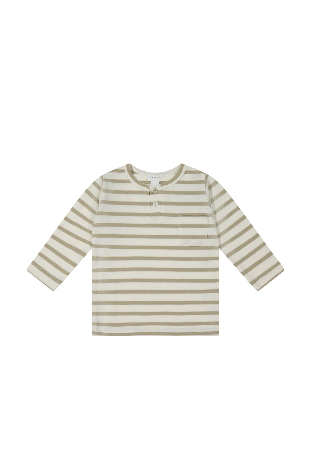 Pima Cotton Diego Long Sleeve Top - Cloud/Cashew Stripe Jamie Kay