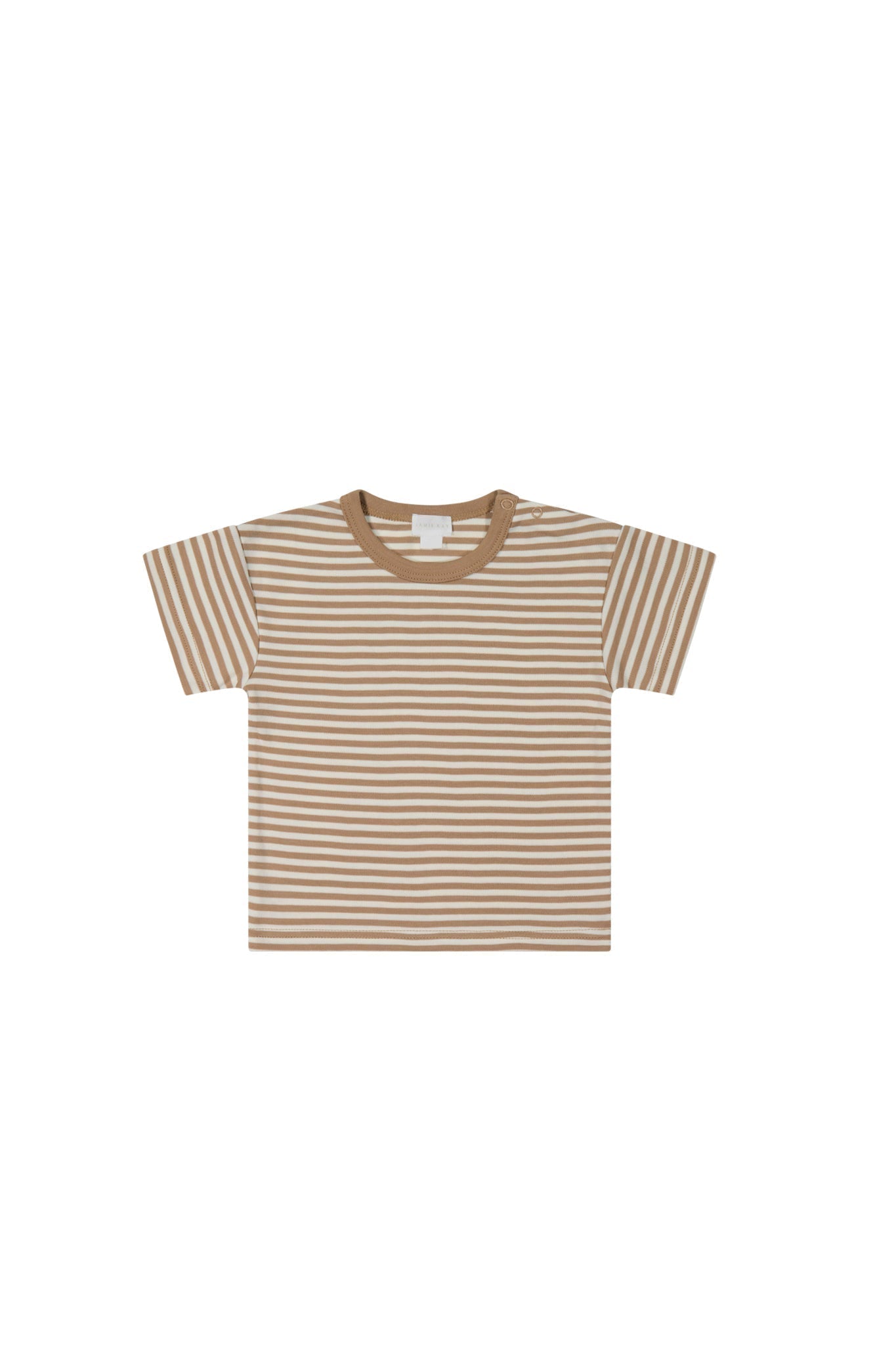 Pima Cotton Hunter Tee - Narrow Stripe Cafe Au Lait Jamie Kay - enjoykidsus