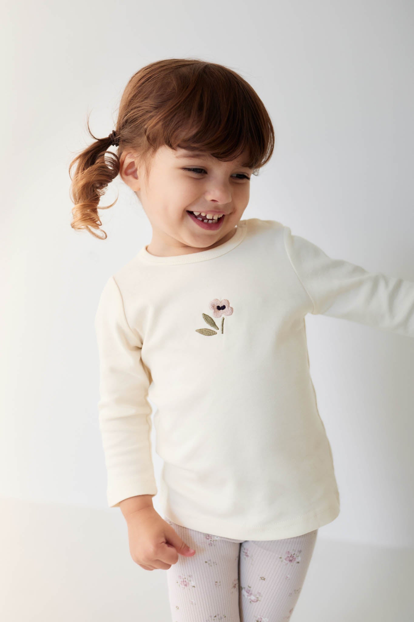 Pima Cotton Long Sleeve Top - Parchment Petite Goldie Jamie Kay - enjoykidsus