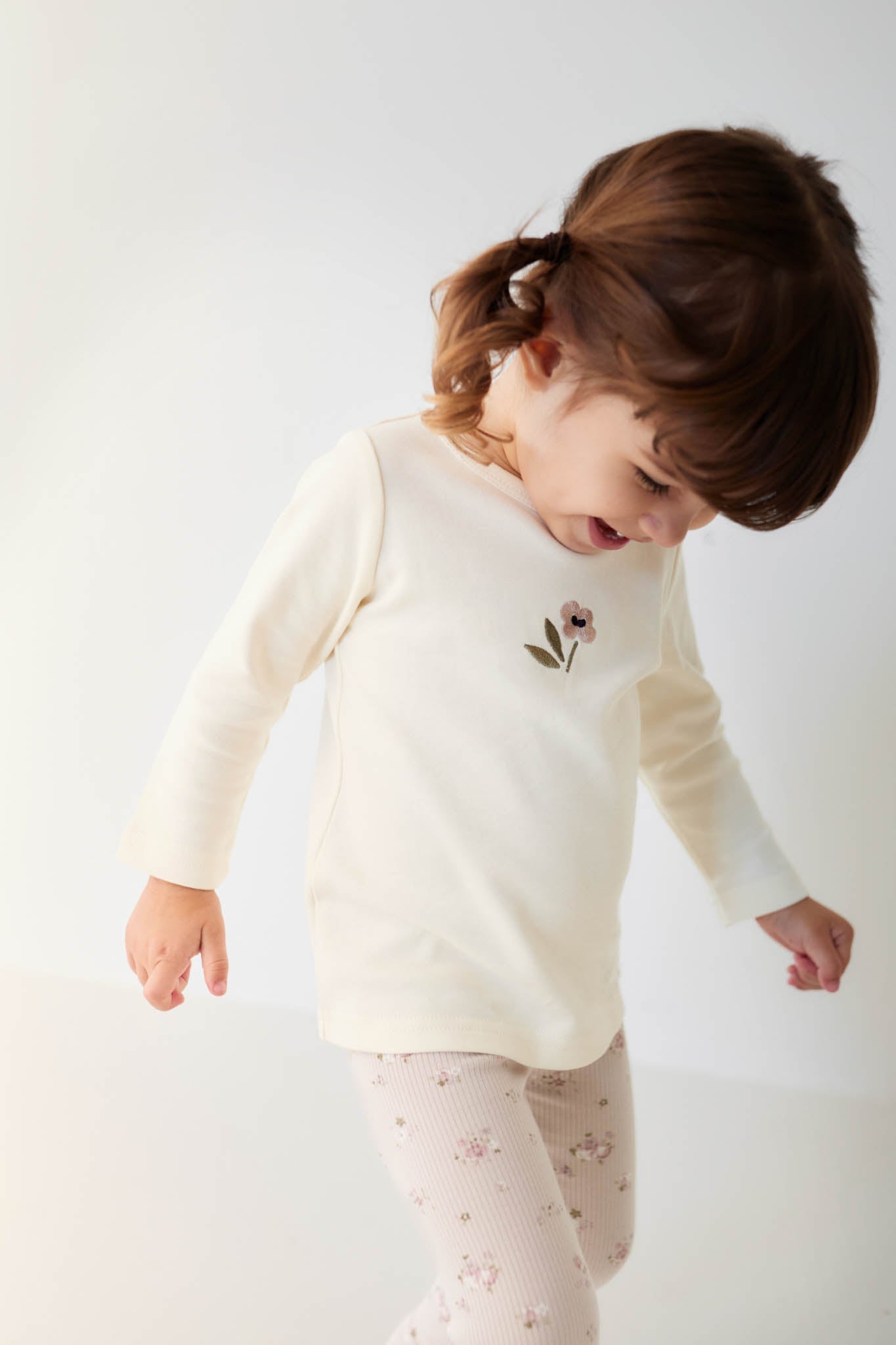 Pima Cotton Long Sleeve Top - Parchment Petite Goldie Jamie Kay - enjoykidsus