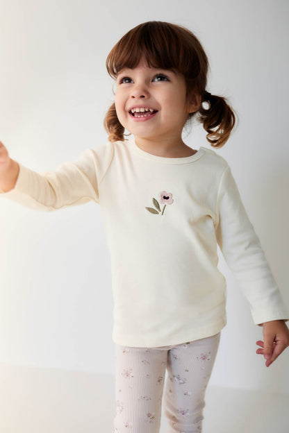 Pima Cotton Long Sleeve Top - Parchment Petite Goldie Jamie Kay - enjoykidsus