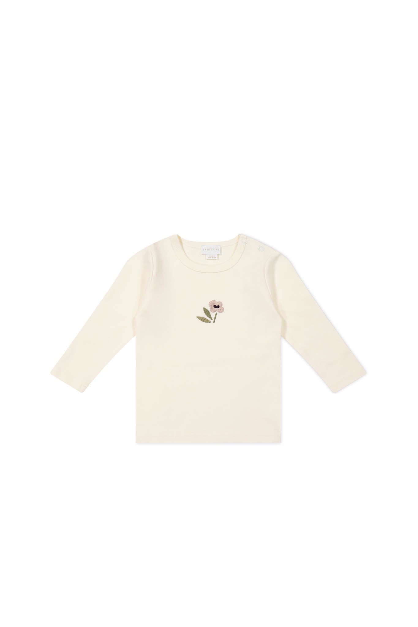 Pima Cotton Long Sleeve Top - Parchment Petite Goldie Jamie Kay - enjoykidsus